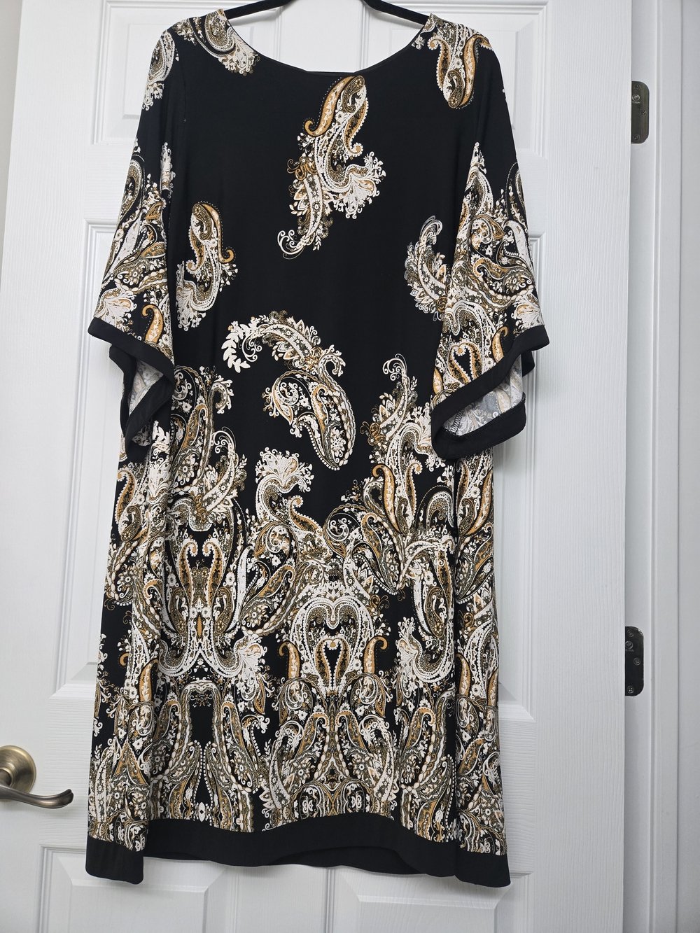 Studio One Black Midi Dress with Gold and Cream Paisley